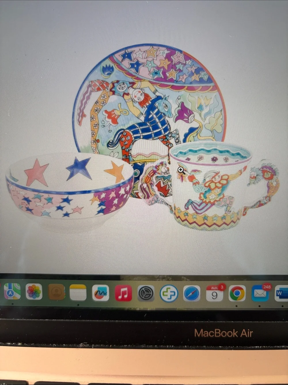 Tiffany & Co. Baby Fantasy 3Pc Vintage by Gene Moore Tea Set with Circus Motifs